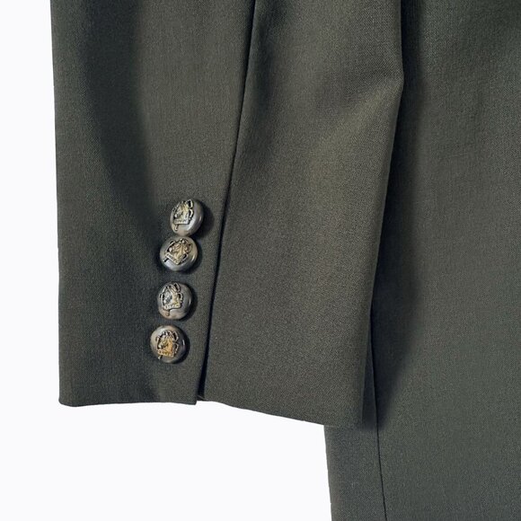 Vintage Lauren Ralph Lauren Blazer Jacket Sz 10P Olive Worsted Wool Equestrian - Picture 4 of 8